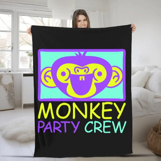 Monkey Chimpanzee Party Animals Crew Team Friends Fleece Blankets