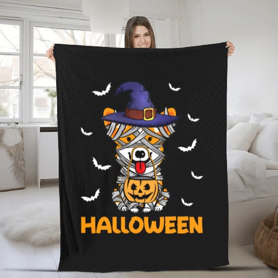 Corgi Dog And Moon Halloween Costume Dog Lover Fun Fleece Blankets