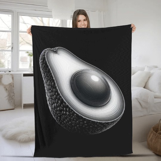 Avocado food art vegan design 5 Fleece Blankets
