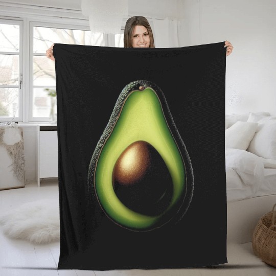Avocado food art vegan design 2 Fleece Blankets