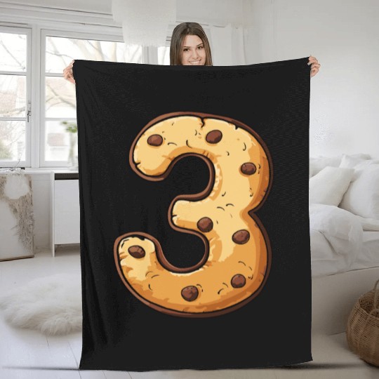 Birthday Cookie: Three-Year-Old, Number 3 Fleece Blankets