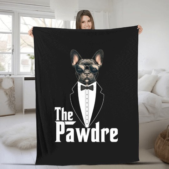 The Pawdre Funny Dog Father Dad Paw French Bulldog Fleece Blankets