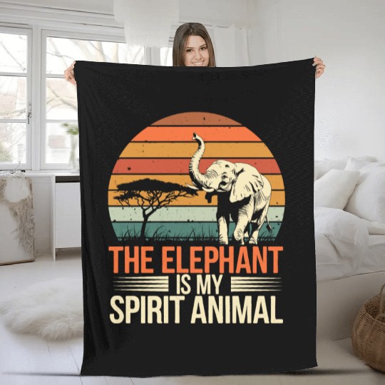 The Elephant Is My Spirit Animal Retro African Fleece Blankets