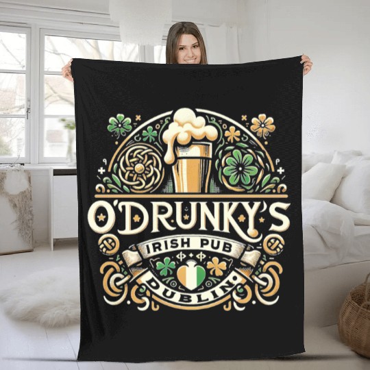 O'Drunky's Irish Pub Funny Pub Crawl St. Fleece Blankets