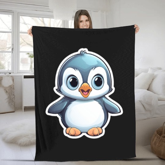 Penguin Famila, Cute Penguin, Penguin logo Fleece Blankets