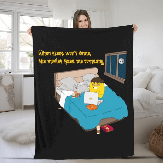 When sleep won t come the movies keep me company Fleece Blankets