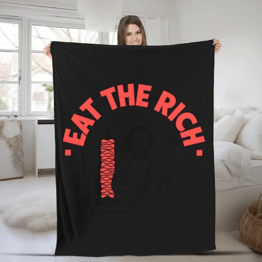Eat The Rich Döner Kebab Satirical Design Fleece Blankets