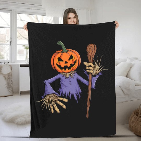 Spooky Halloween Scarecrow Fleece Blankets
