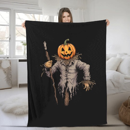 Spooky Halloween Scarecrow Fleece Blankets