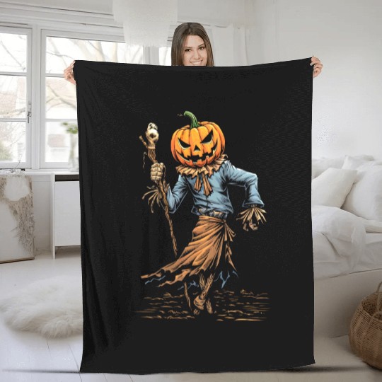 Spooky Halloween Scarecrow Fleece Blankets