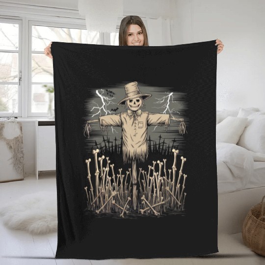 Spooky Halloween Scarecrow Fleece Blankets