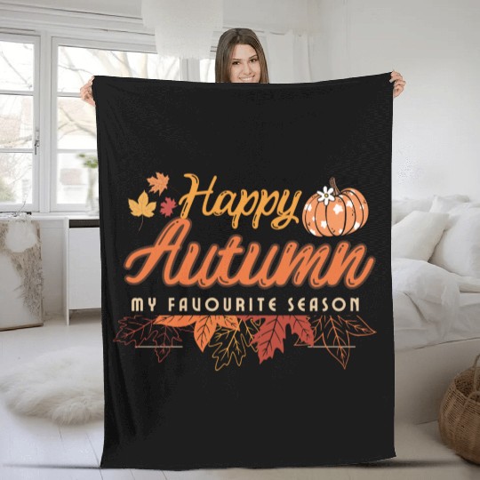 Happy Autumn design Fleece Blankets