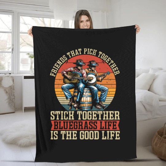 Bluegrass Music Friends That Pick Country Music Fleece Blankets