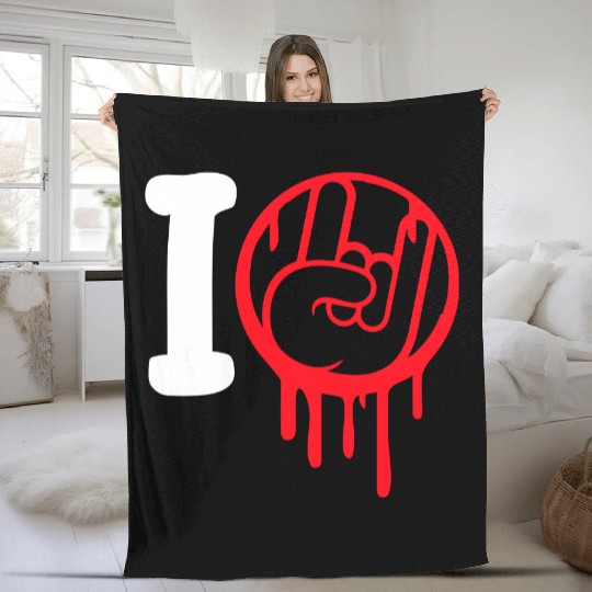 I Love Heavy Metal Hard Rock Music Graffiti Heart Fleece Blankets