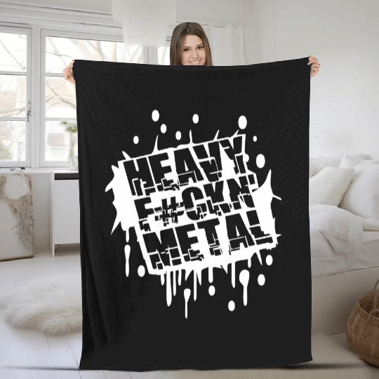 Heavy F#ckin' Metal Hard Rock Music Graffiti Spray Fleece Blankets