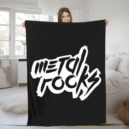 Heavy Metal Rocks Hard Rock Music Text Quote Logo Fleece Blankets