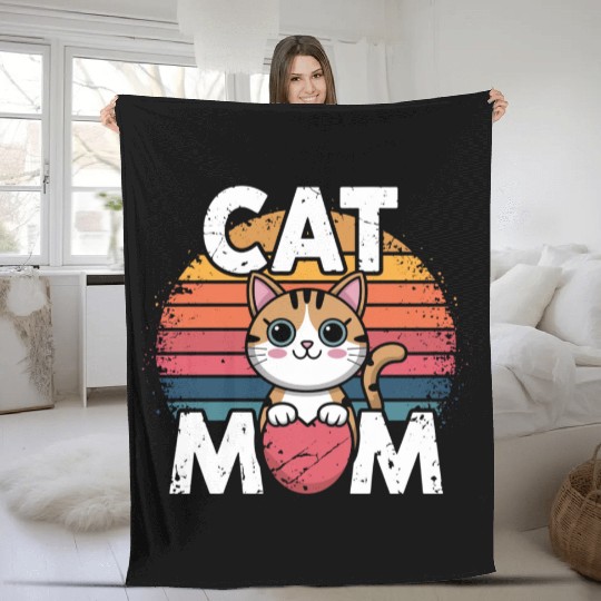 Cat Mom Fleece Blankets