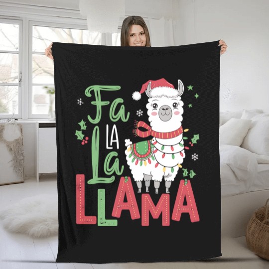 FA LA LA LLAMA Fleece Blankets