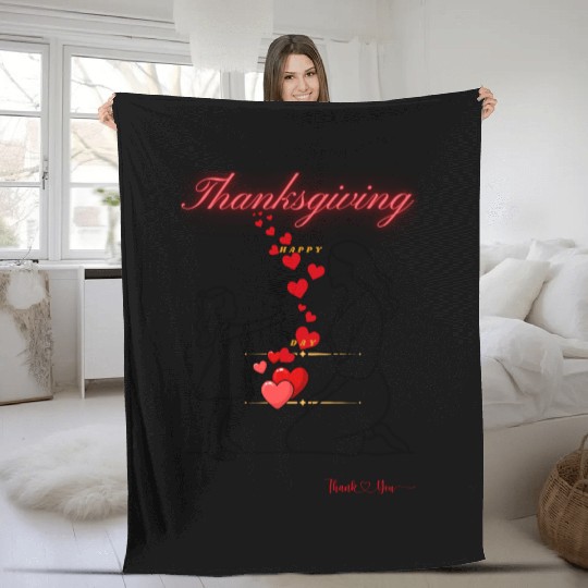 Thanksgiving girl giving Flower to Her Mom Fleece Blankets