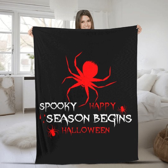 Spooky Spider Halloween Design Fleece Blankets