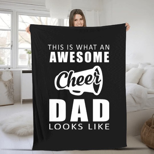 awesome cheer dad Fleece Blankets