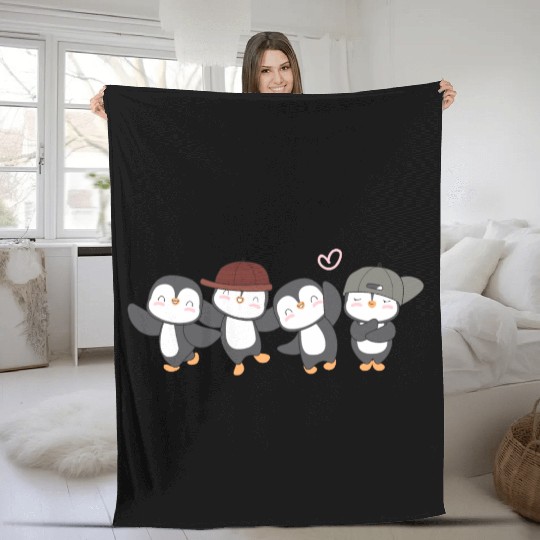 Penguin Famila, funny penguin , penguin logo Fleece Blankets