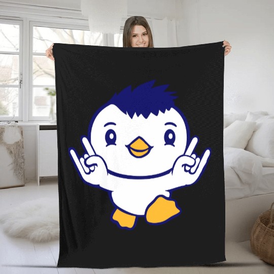 Heavy Metal Duck Bird Chick Rock Horn Hand Gesture Fleece Blankets