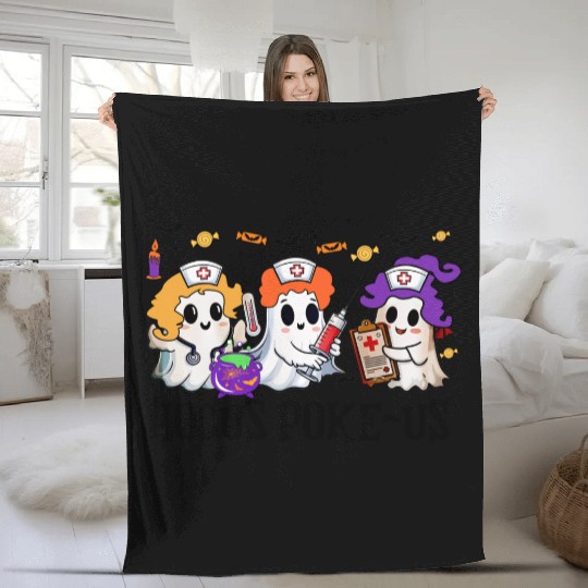Hocus Poke us Witch Nurse Halloween Fleece Blankets