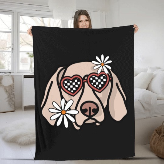 Weimaraner Retro Dog Fleece Blankets