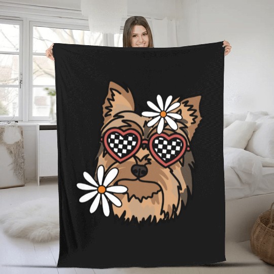 Yorkshire Terrier Retro Dog Fleece Blankets
