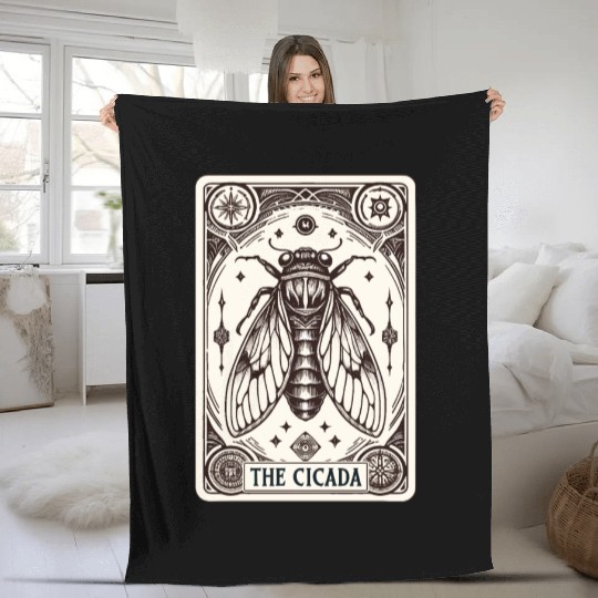 Cicada Tarot Card Brood Emergence Fleece Blankets