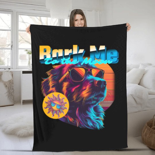 Funny "Bark Me To The Moon" Fleece Blankets