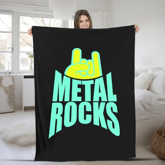 Heavy Metal Rocks Hard Rock Music Text Quote Logo Fleece Blankets