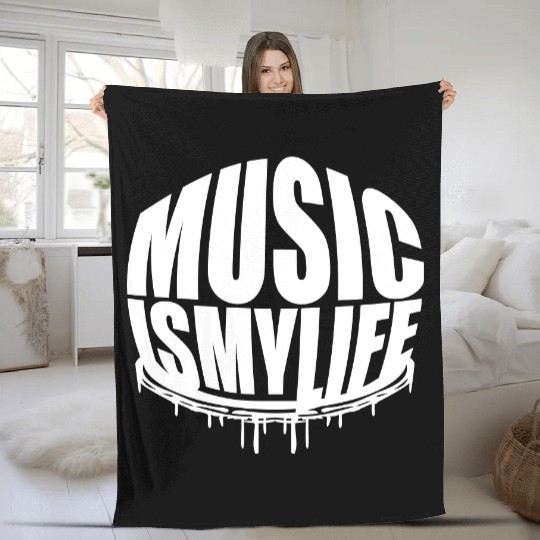 Music is my Life Love Saying Graffiti Spray Drops Fleece Blankets