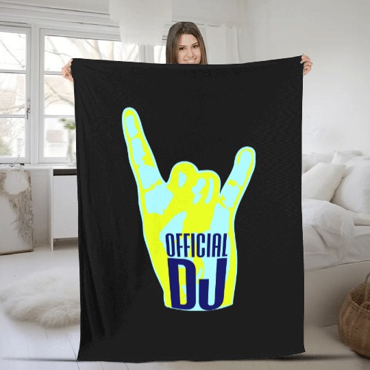 Official DJ Music Heavy Metal Horns Hand Gesture Fleece Blankets