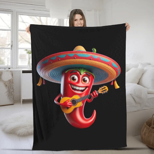 Spicy Mariachi Pepper Fleece Blankets