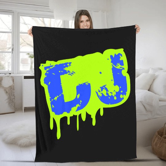 DJ Graffiti Spray Drops Music Party Text Lettering Fleece Blankets