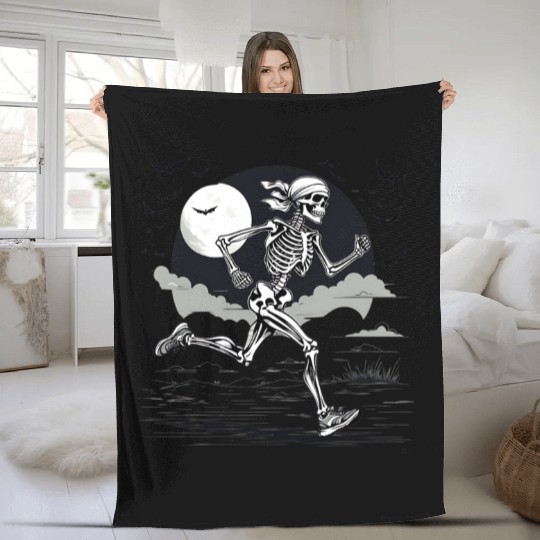 Midnight Marathon: Skeleton's Sprint Fleece Blankets