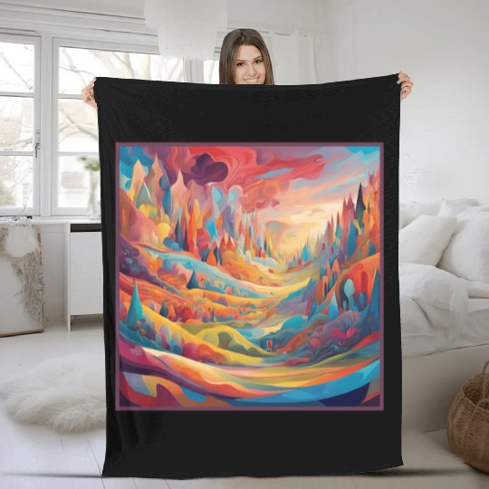 fantasy land art Fleece Blankets