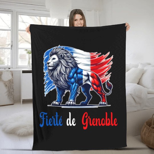 The proud Grenoble flag design Fleece Blankets