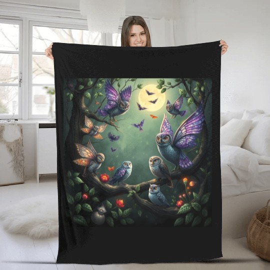 Enchanted Forest Creatures Halloween Ideas Fleece Blankets