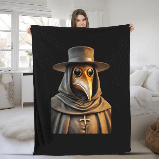 Golden Plague Doctor Fleece Blankets