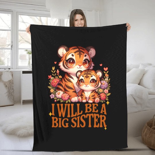 I'm Going To Be A Big Sister Sweet Tigers Fleece Blankets
