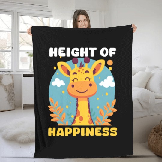 Giraffe Height Of Happiness Fleece Blankets