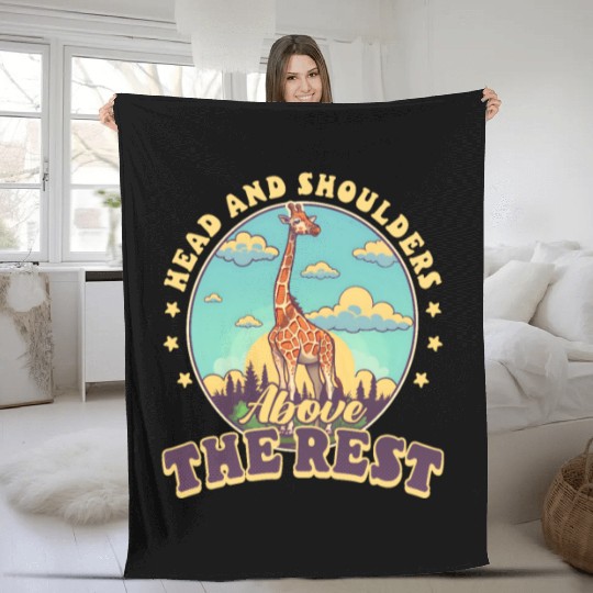 Giraffe Head And Shoulders Above The Rest Fleece Blankets