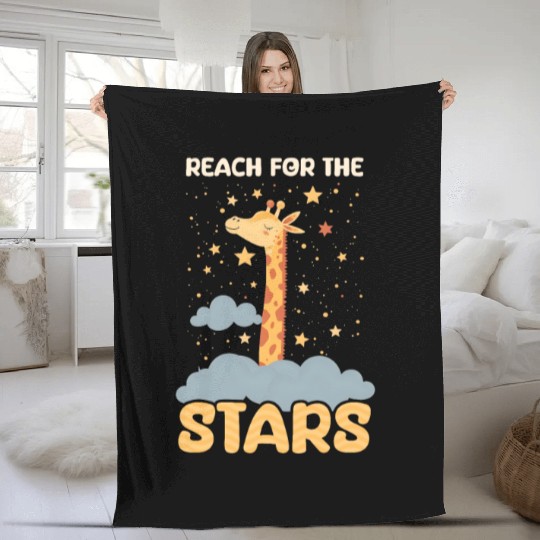 Giraffe Reach For The Stars Fleece Blankets