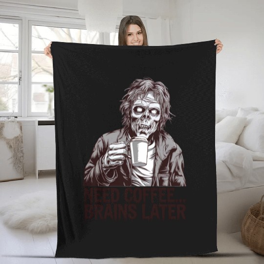 Zombie Coffee Run Fleece Blankets