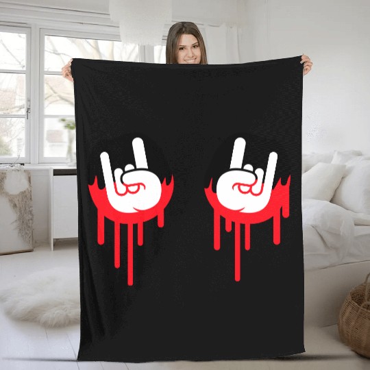 Heavy metal graffiti drop horn finger hand gesture Fleece Blankets