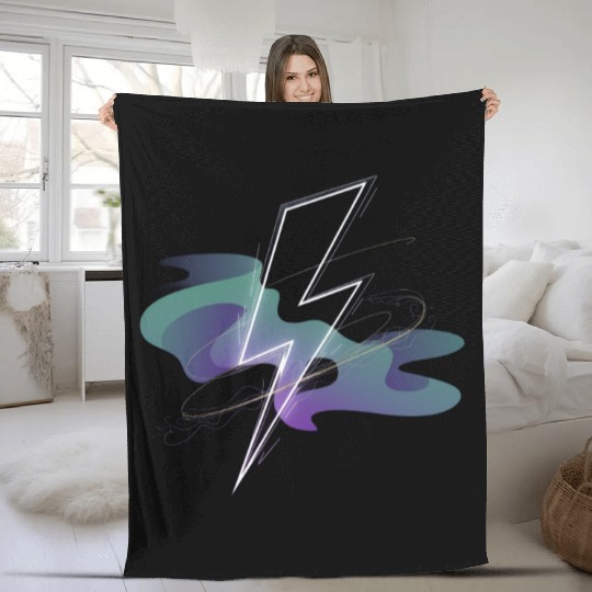 Electric Aurora: Lightning Meets Northern Lights Fleece Blankets