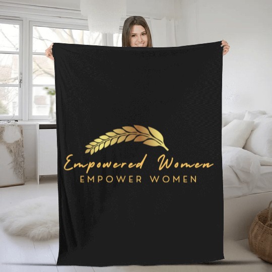 Black and Gold Empowered Women Fleece Blankets